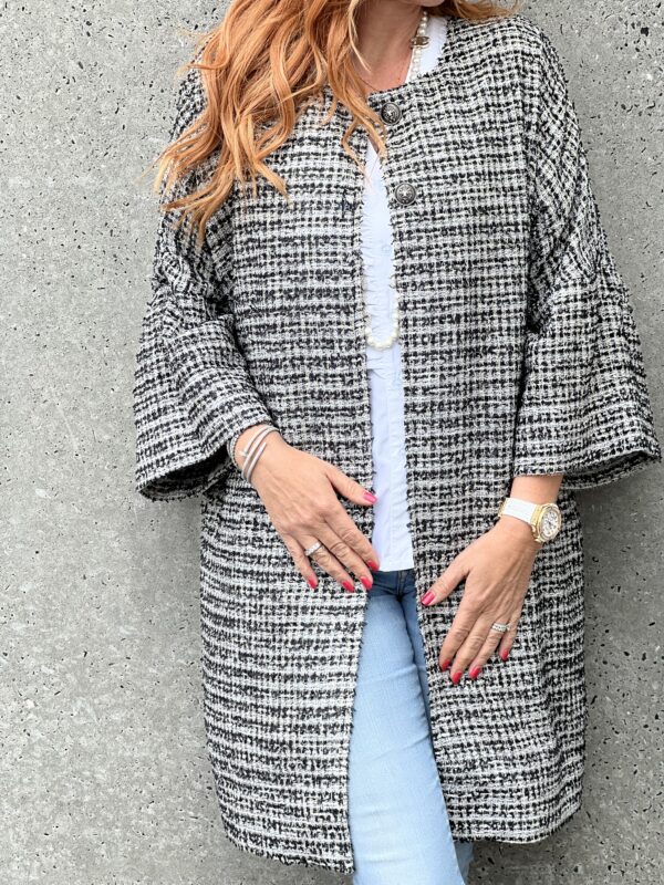 Alberte Jakke Black & White Lang