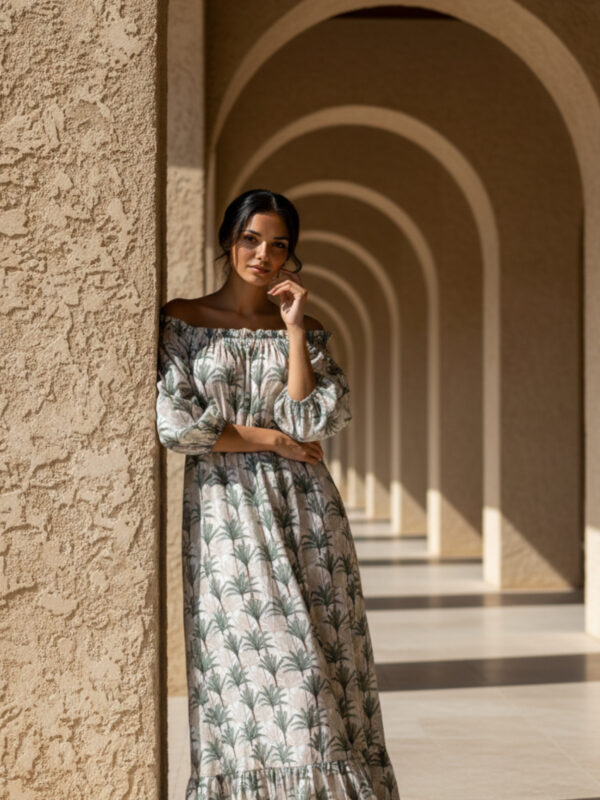 Elisabeth Green Palm Kjole