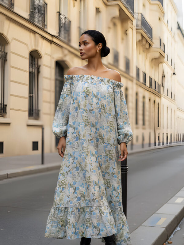 Elisabeth Blue Flower Kjole