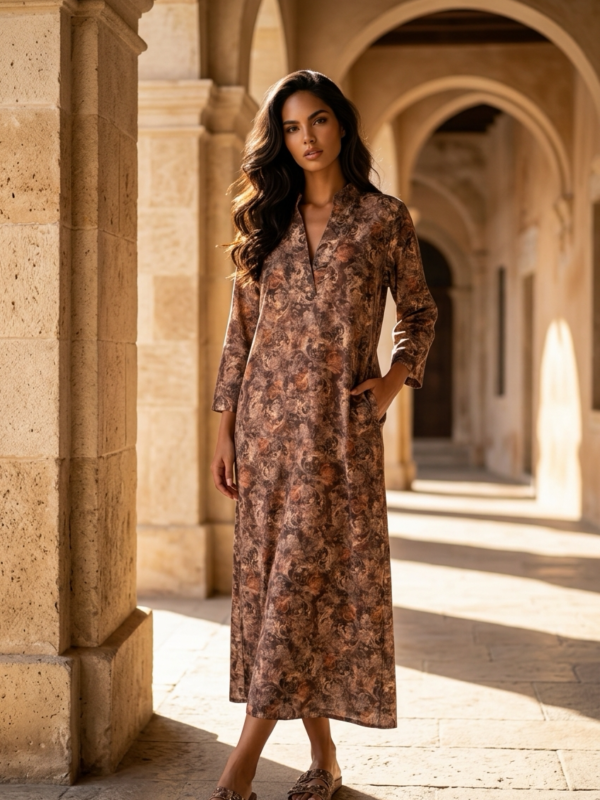 Kaftan Kjole Fall Brun